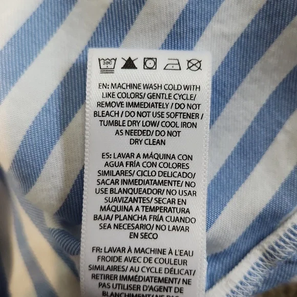 beachlunchlounge Blue and White Striped Button‎ Down Shirt Size XL Beach Boxy - Picture 9 of 10